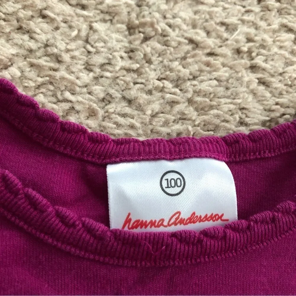 Hanna‎ Andersson Pima Cotton Tee Girls 4 Purple Long Sleeve Crewneck